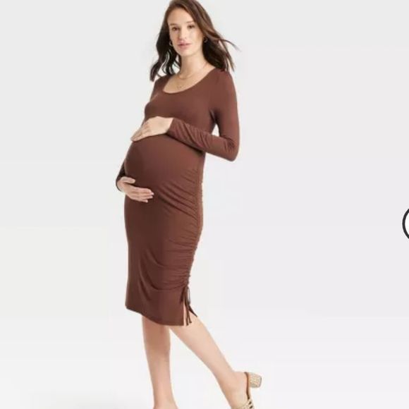 Isabel Maternity by Ingrid & Isabel Dresses & Skirts - Ingrid& Isabel Long Sleeve Rushed Bodycon Maternity NWT Size M
